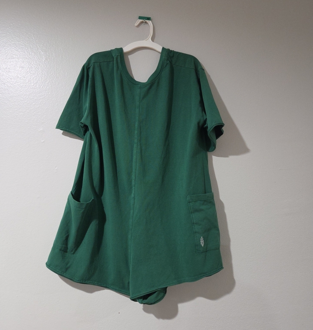Free People Green Short-Sleeve Tunic with Pockets